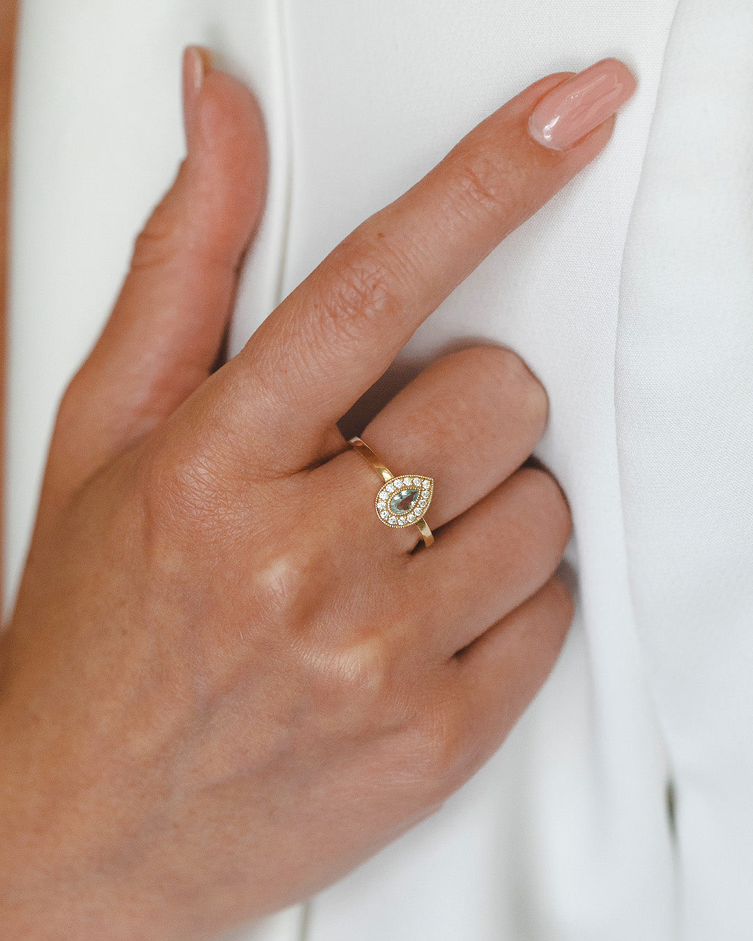 טבעת לונה אקוומרין