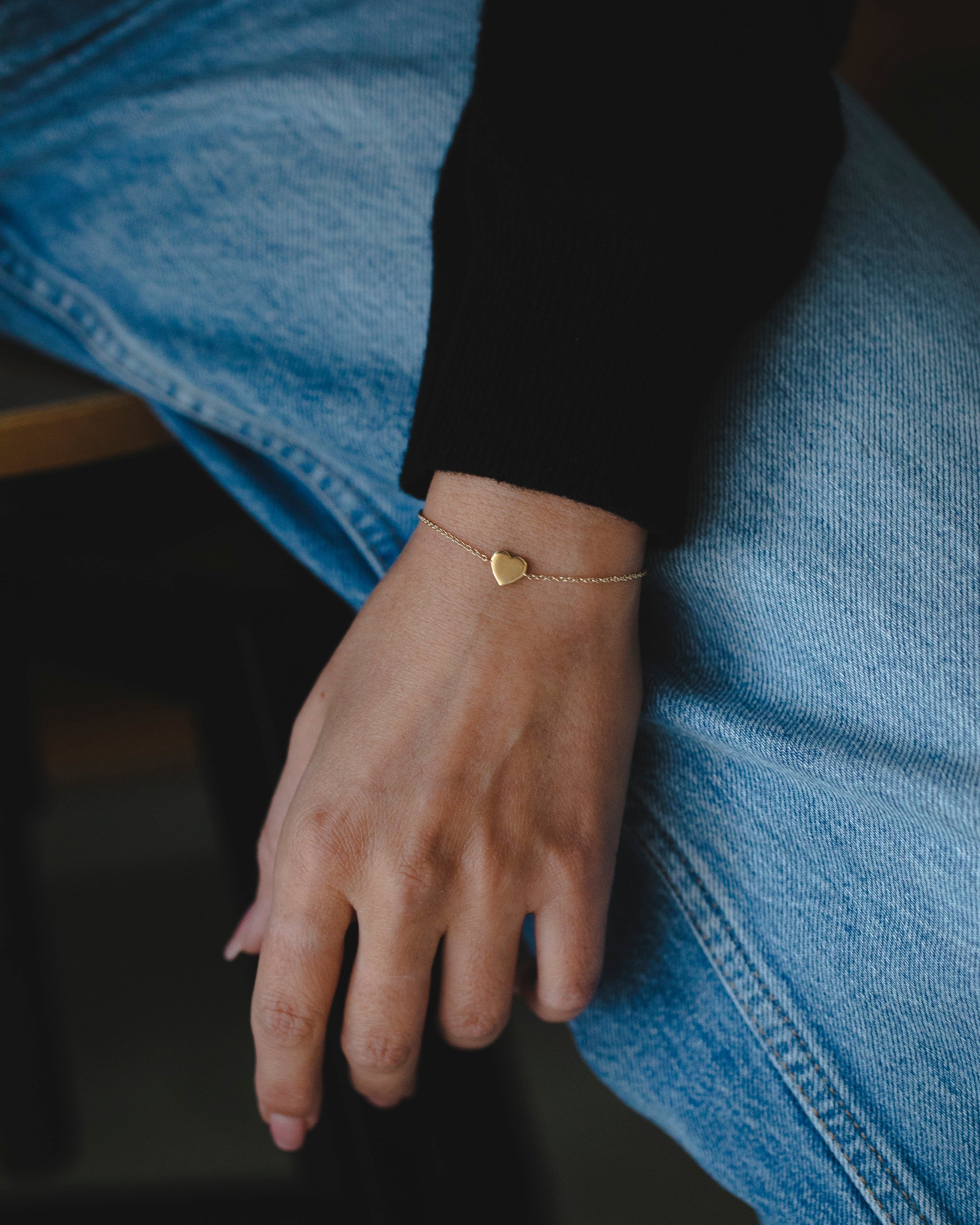 צמיד לב זהב חלק