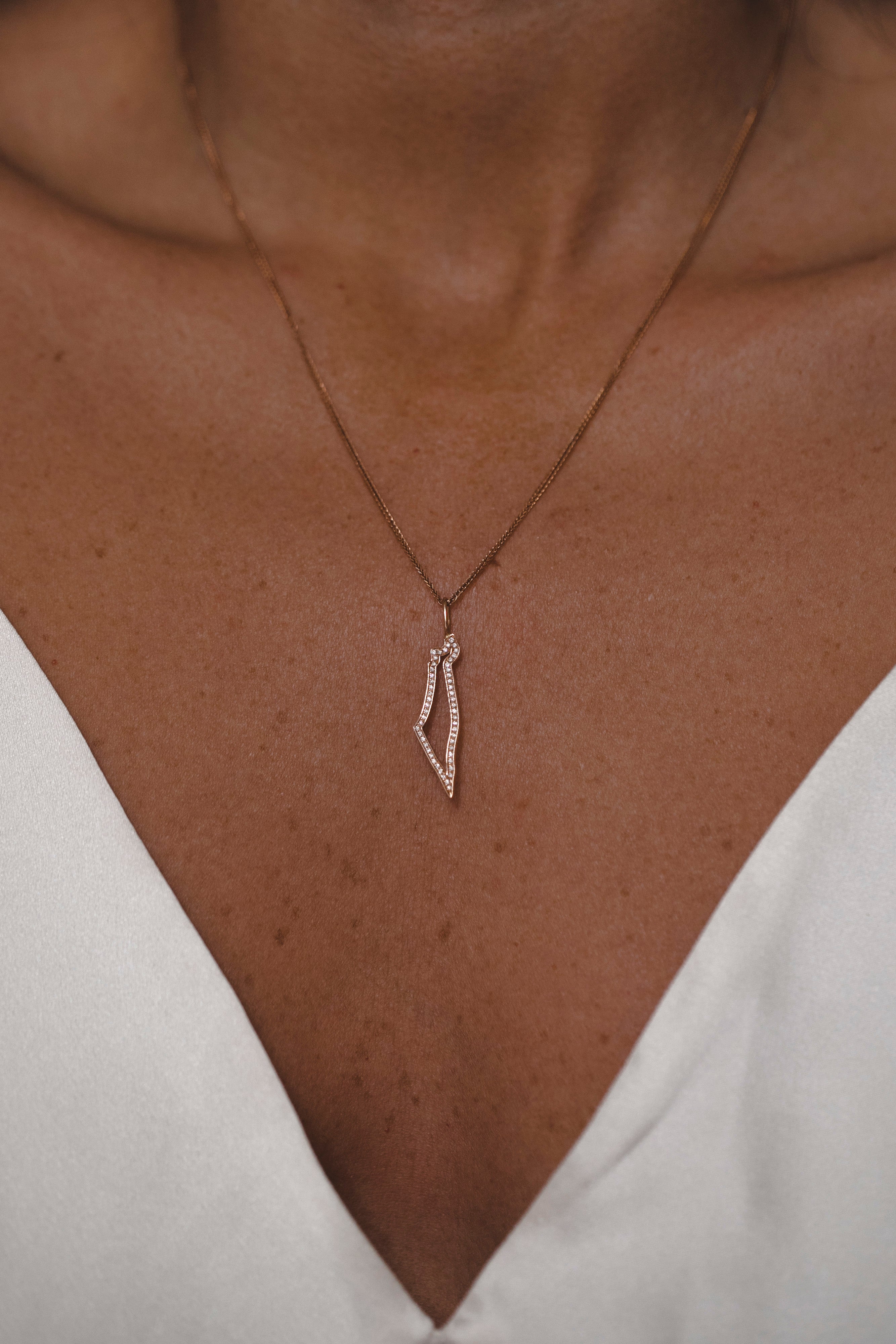 תליון מסגרת ארץ ישראל משובצת יהלומים