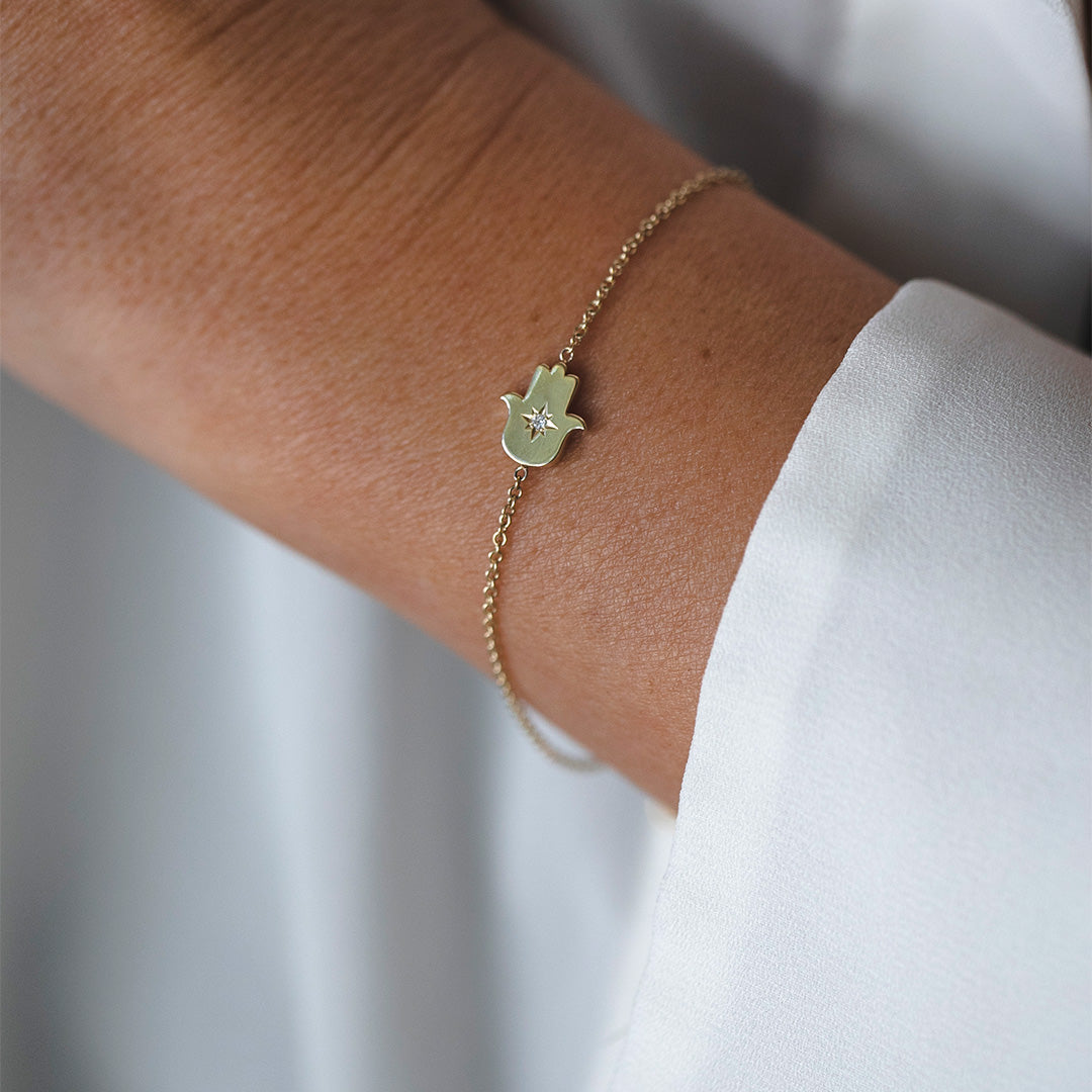 צמיד חמסה יהלום לבן