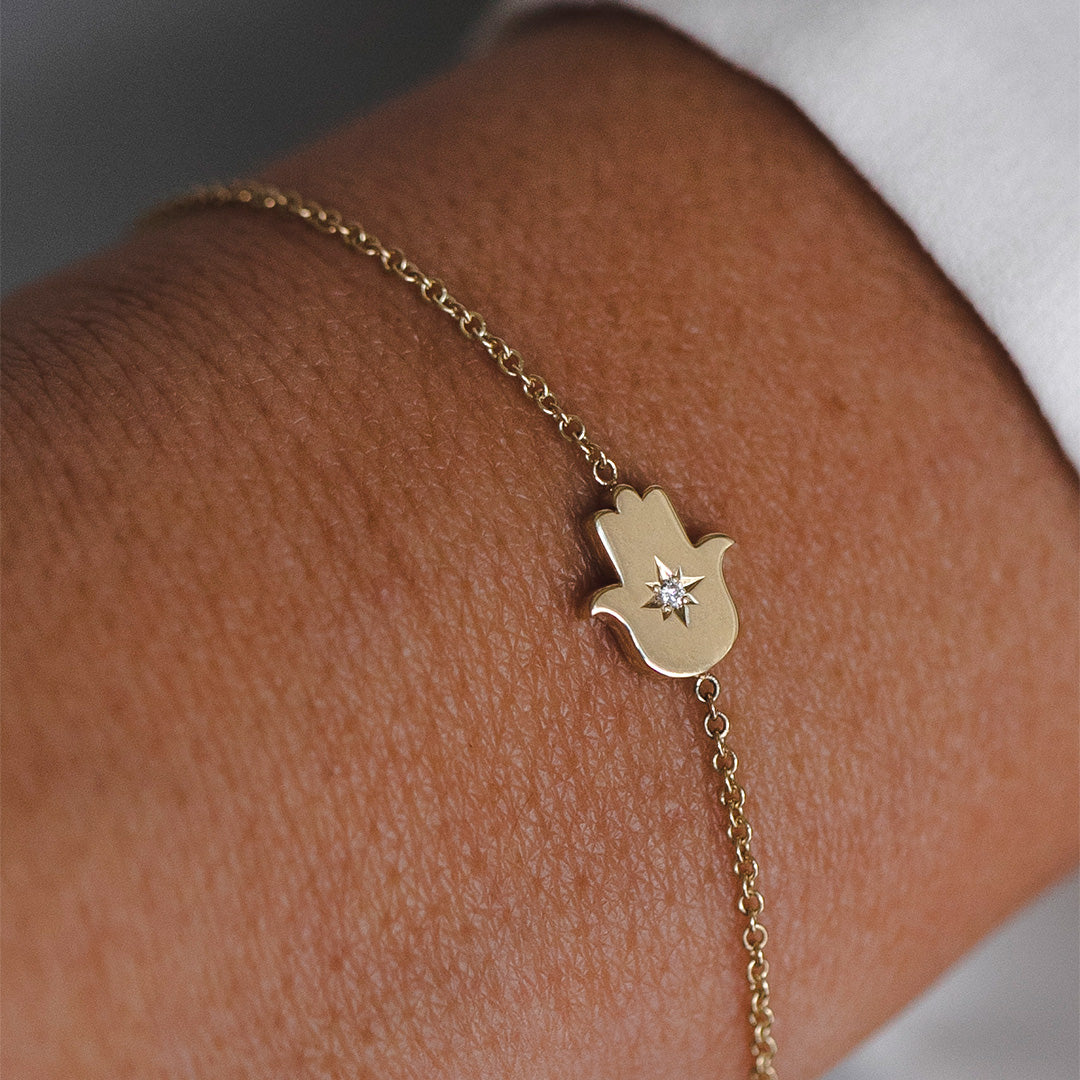 צמיד חמסה יהלום לבן