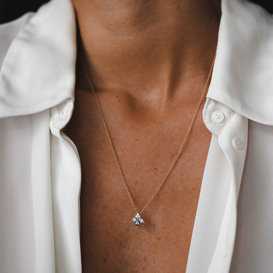 שרשרת ז'אן פואסון יהלומים ואקוומרין