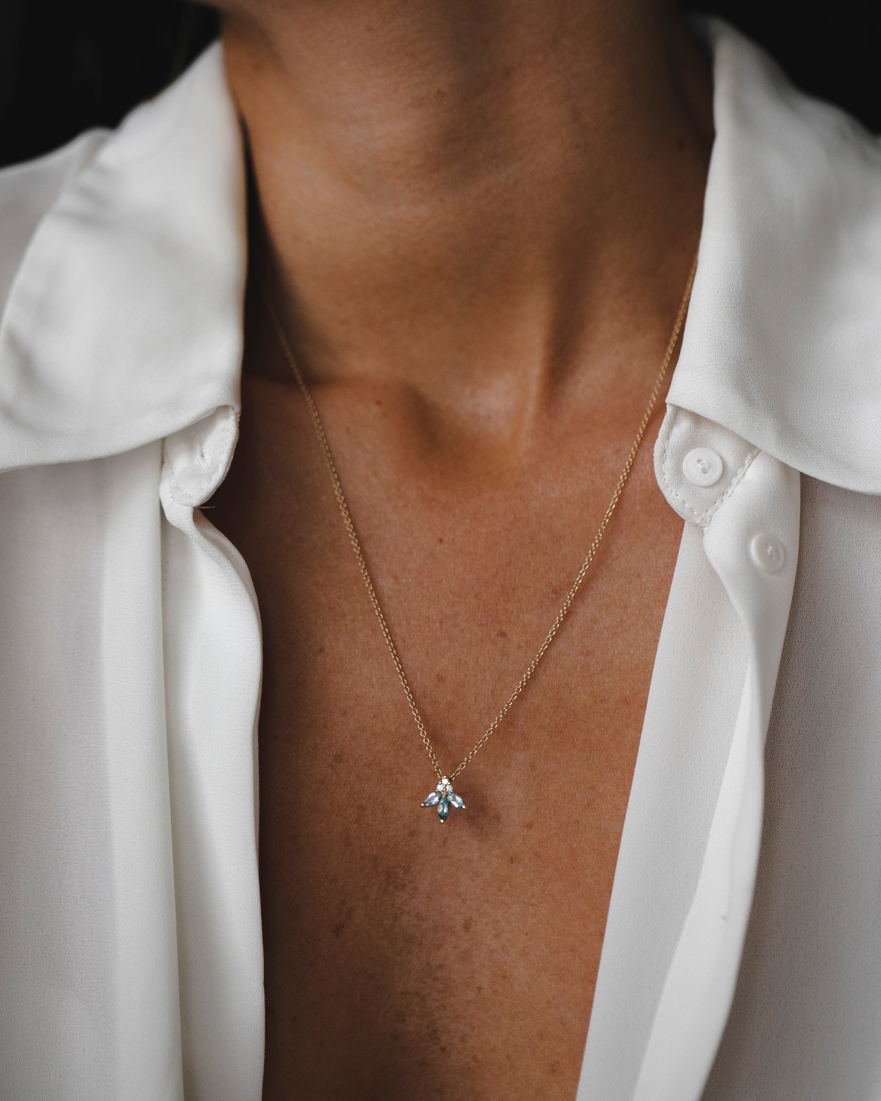 שרשרת ז'אן פואסון יהלומים ואקוומרין