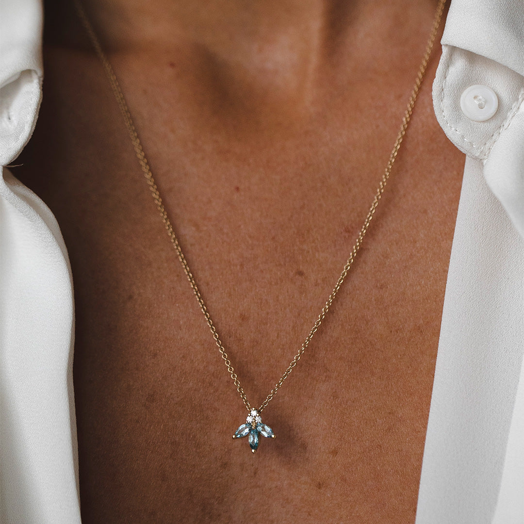 שרשרת ז'אן פואסון יהלומים ואקוומרין