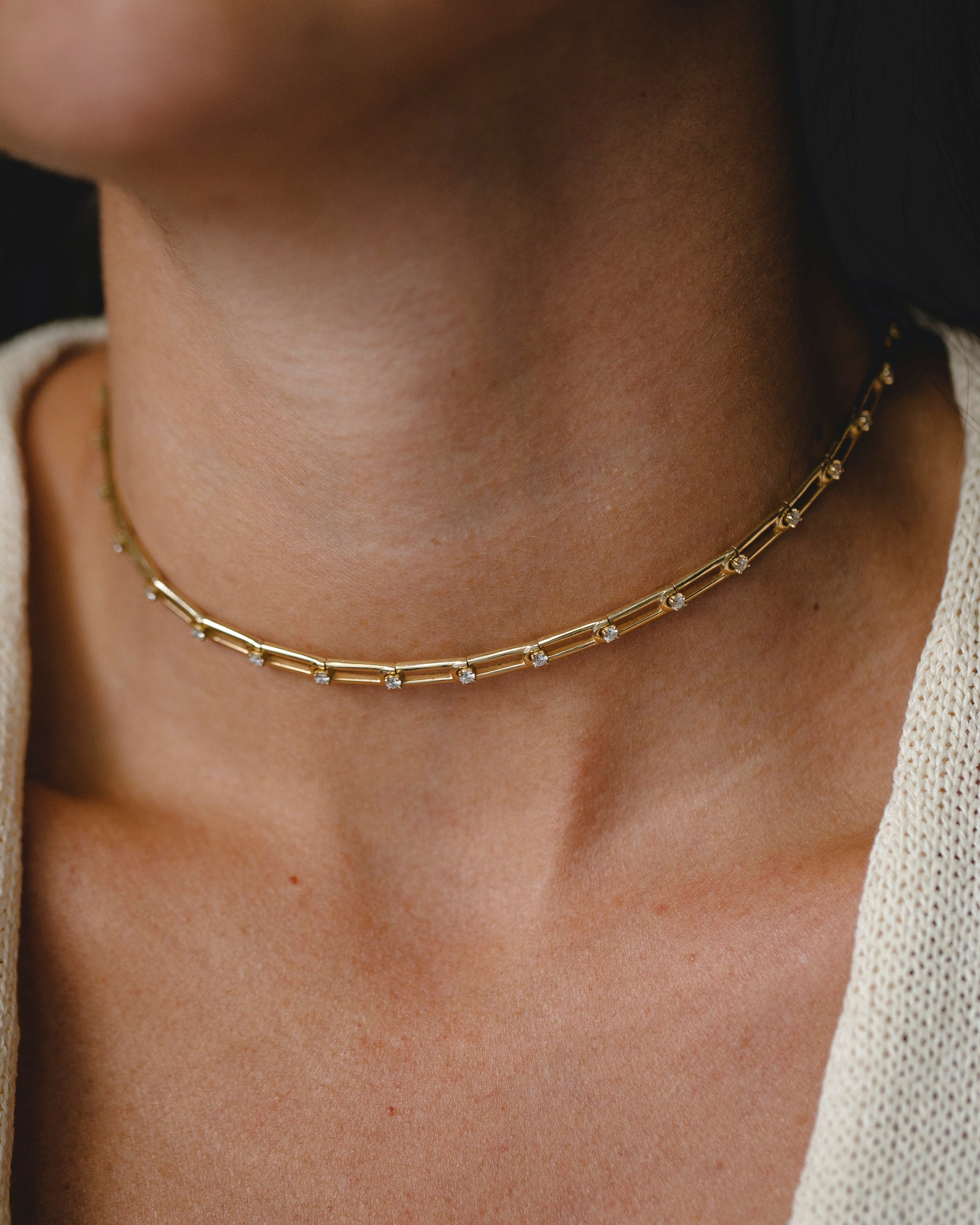 שרשרת צ'וקר 07 יהלומים לבנים