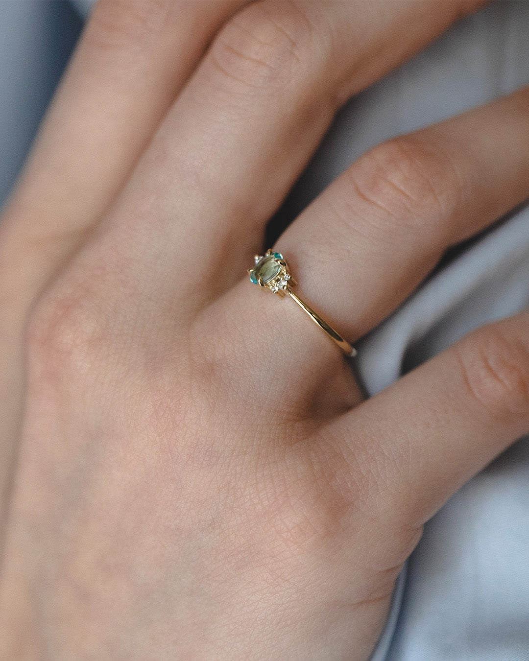 טבעת אלה אקוומרין ויהלומים