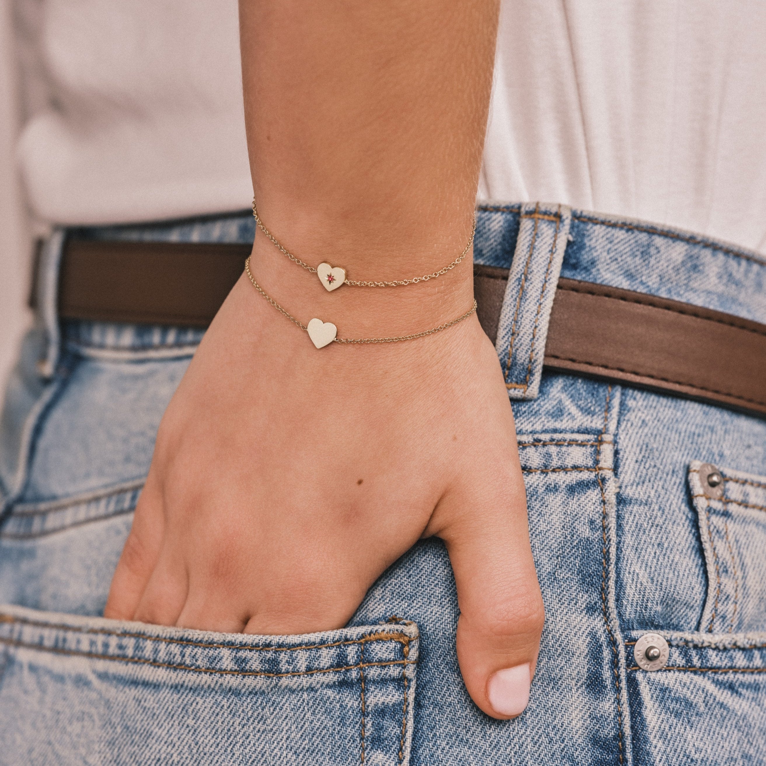 צמיד לב זהב חלק