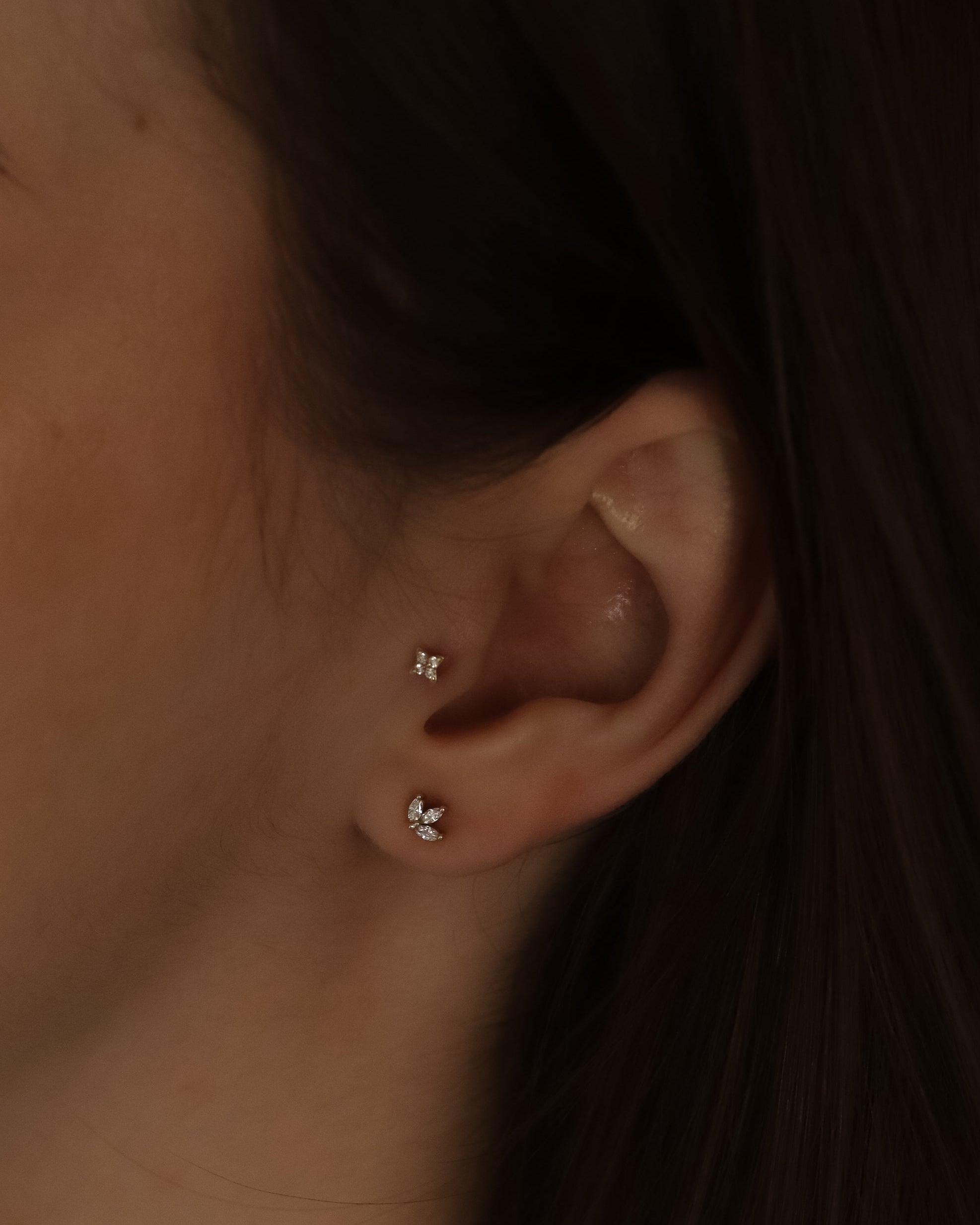 עגיל מיני פרנסואז יהלומים לבנים