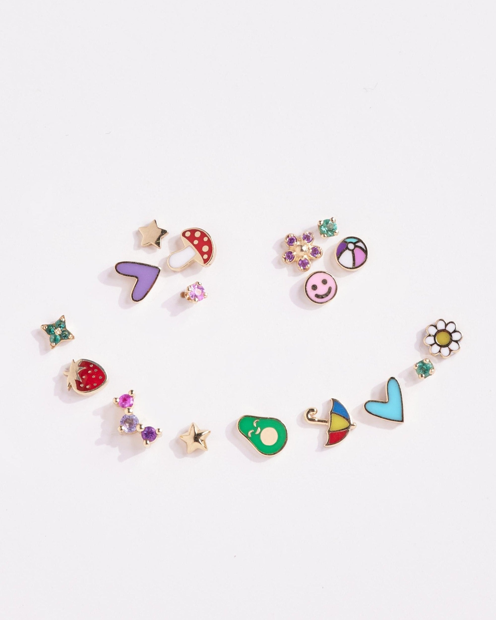 עגיל ילדות לב טורקיז זהב ואמייל