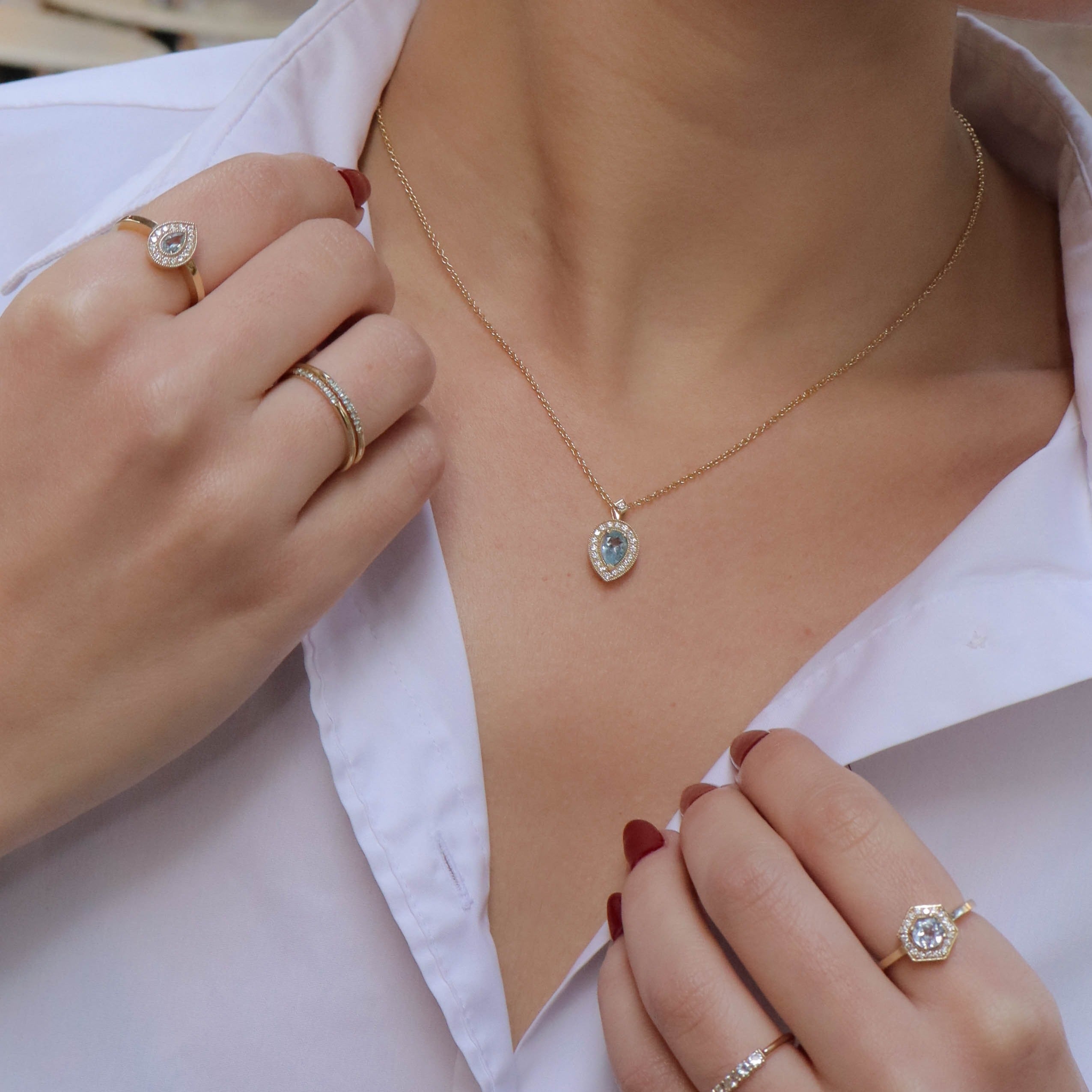 טבעת לונה אקוומרין