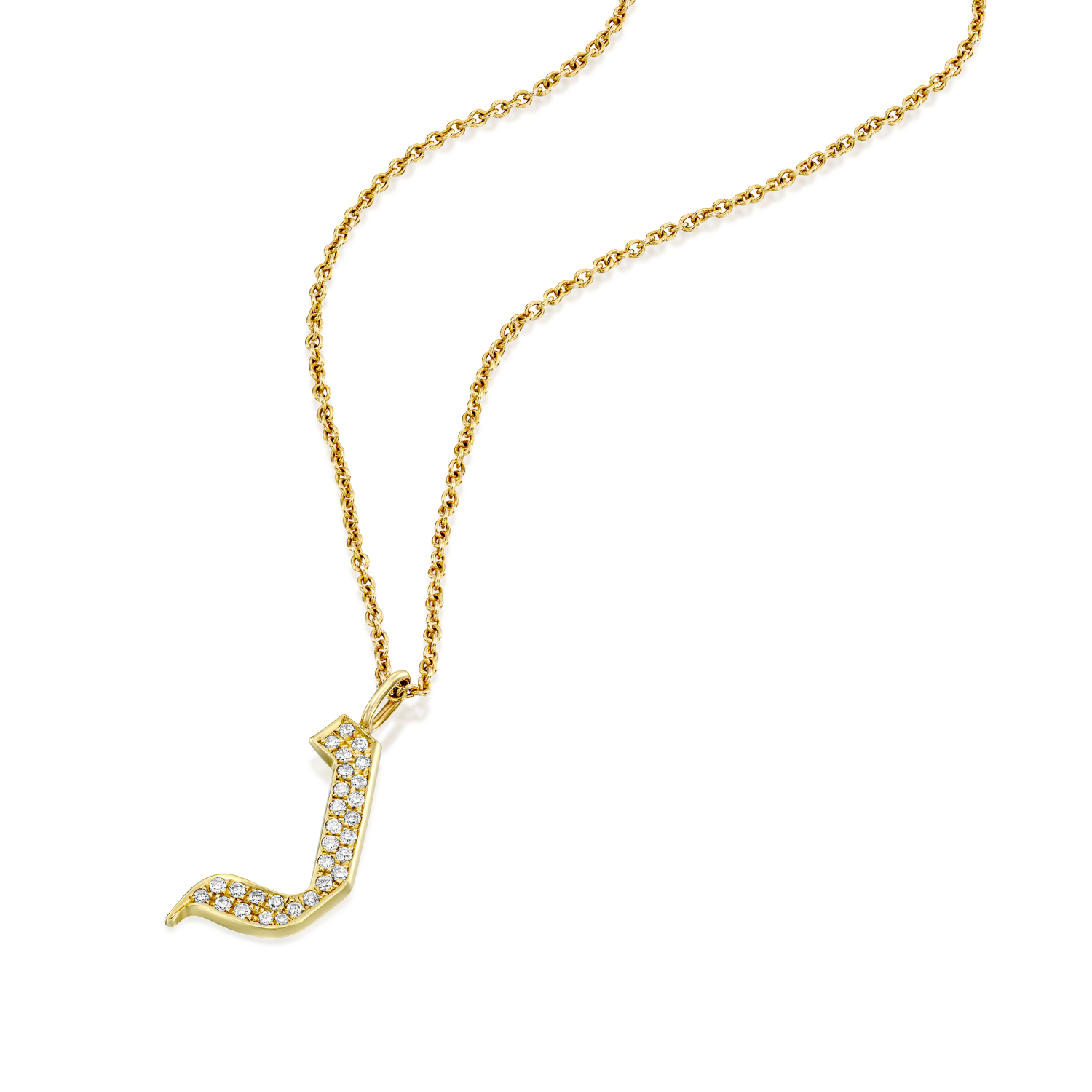 שרשרת תליון אות גדולה משובצת