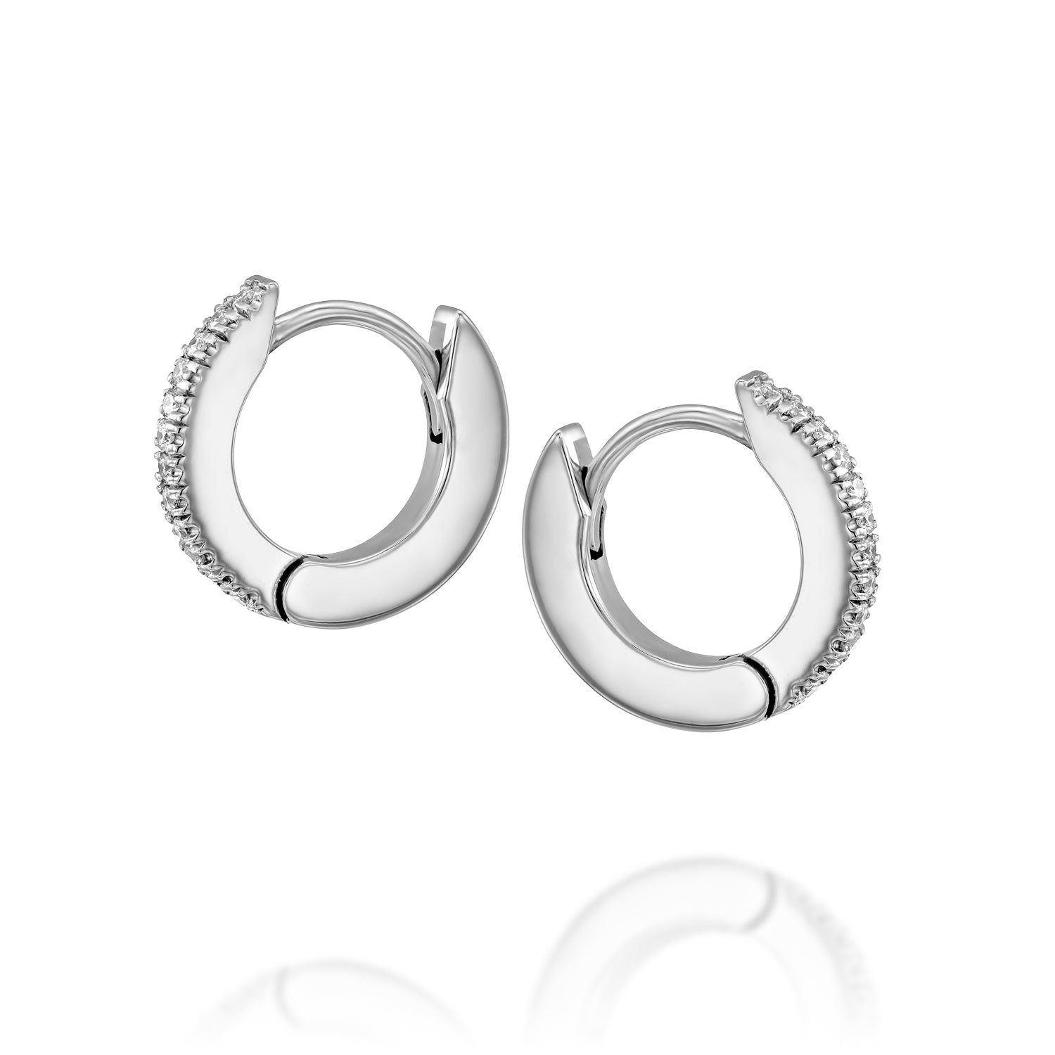 עגיל חישוק קלואי בינוני - 12 מ"מ יהלומים לבנים