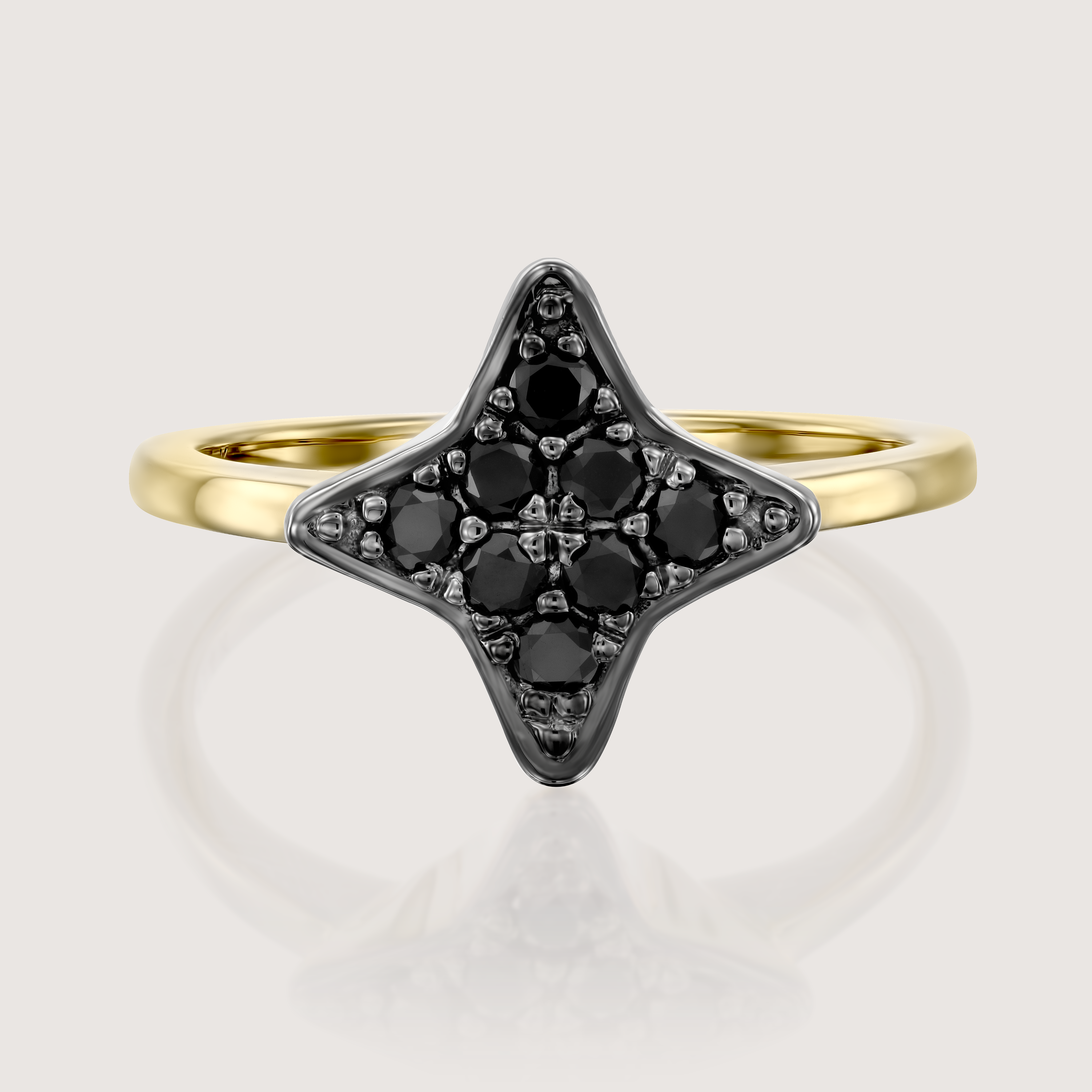 טבעת קסיופאה משובצת יהלומים שחורים
