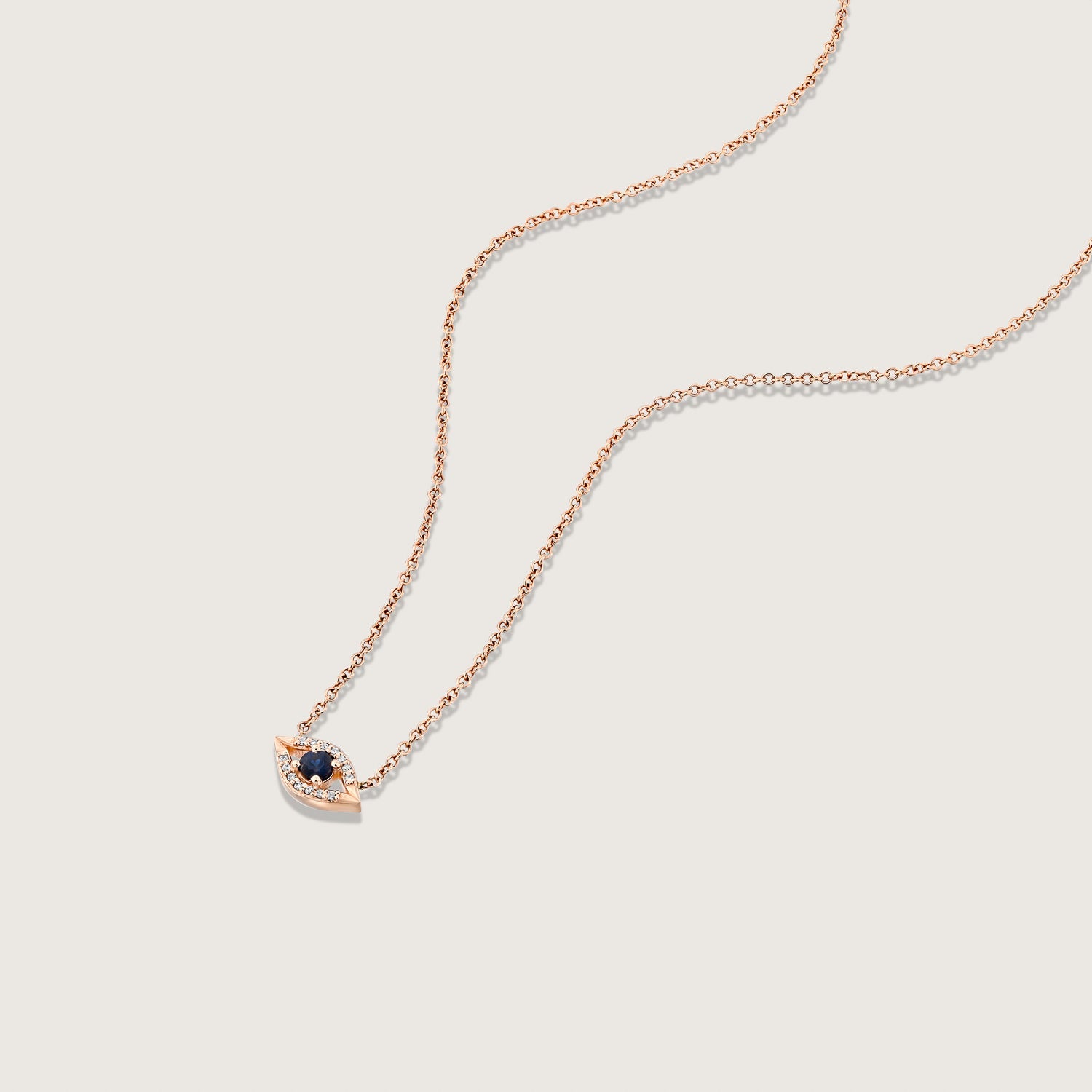 שרשרת עין הרע מרחפת ספיר ויהלומים