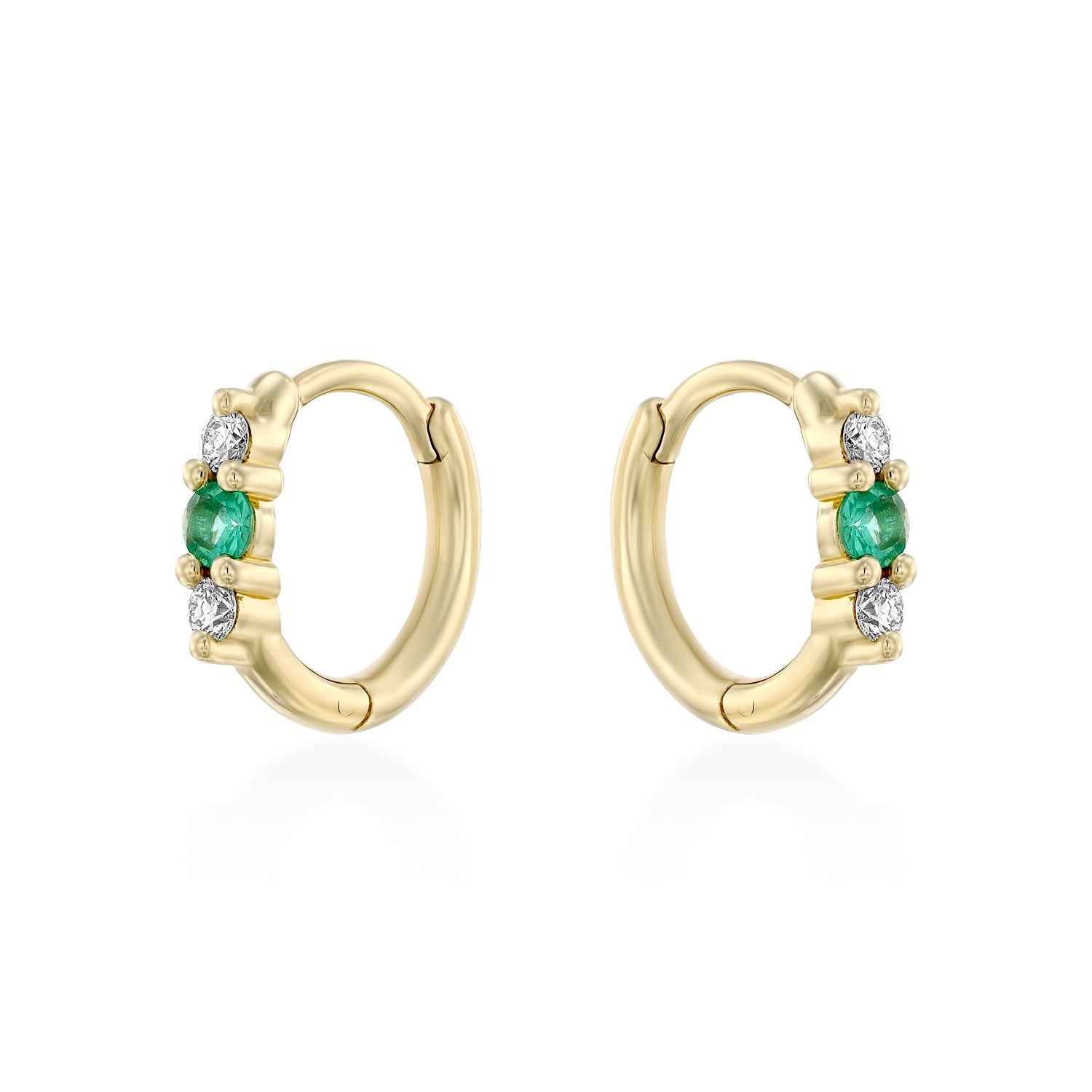 עגיל חישוק אודרי בינוני עם אמרלד ויהלומים