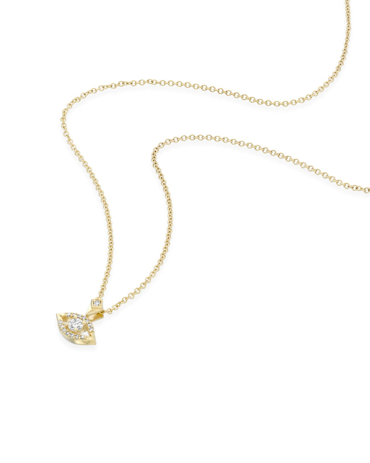 שרשרת זהב עין הרע משובצת יהלומים לבנים