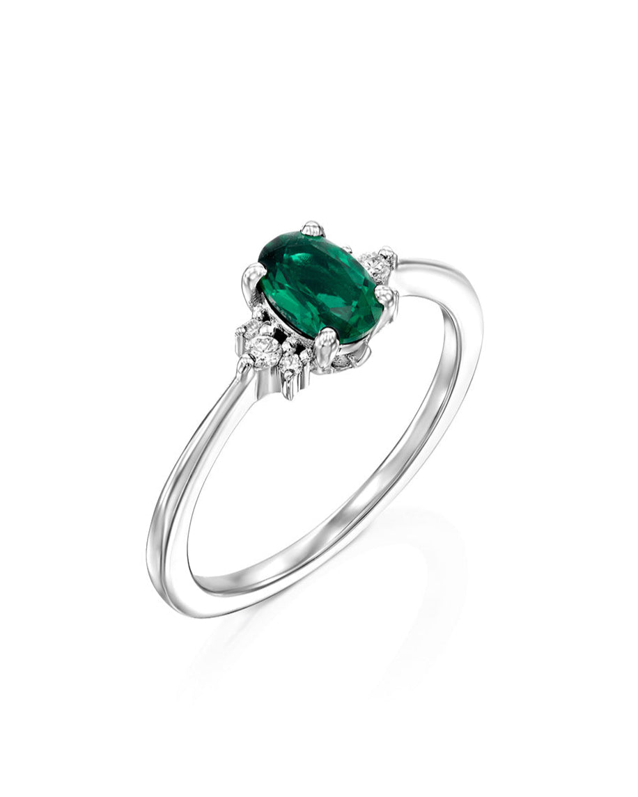 טבעת אלה אמרלד ויהלומים
