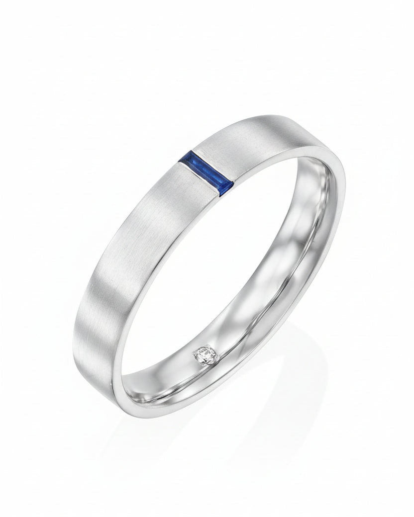 טבעת פרנקי 4 מ"מ מט ספיר ויהלום