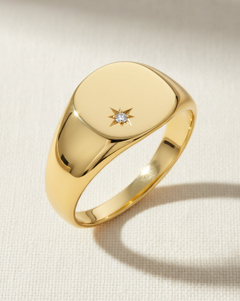 טבעת מריה עם יהלום בשיבוץ כוכב