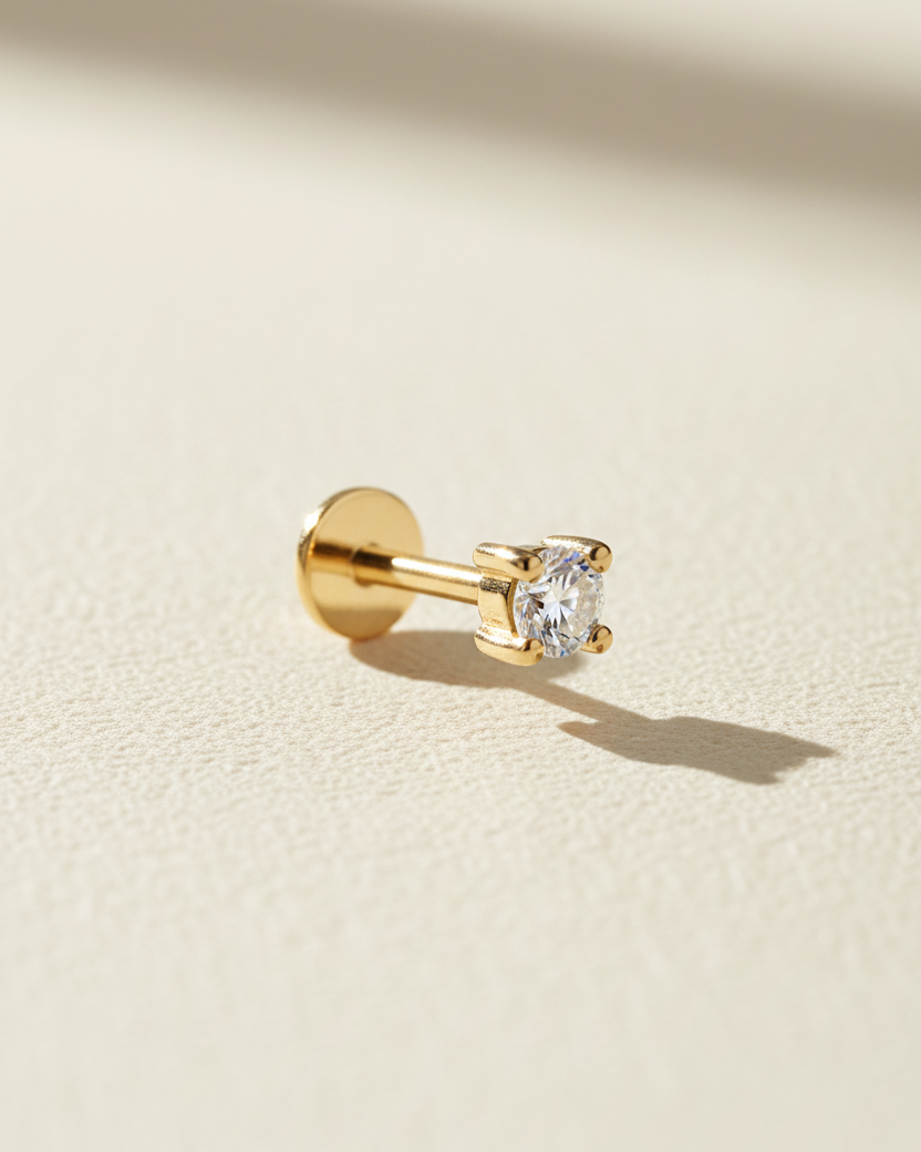 עגיל פירסינג מרטינה יהלום לבן 3 ממ