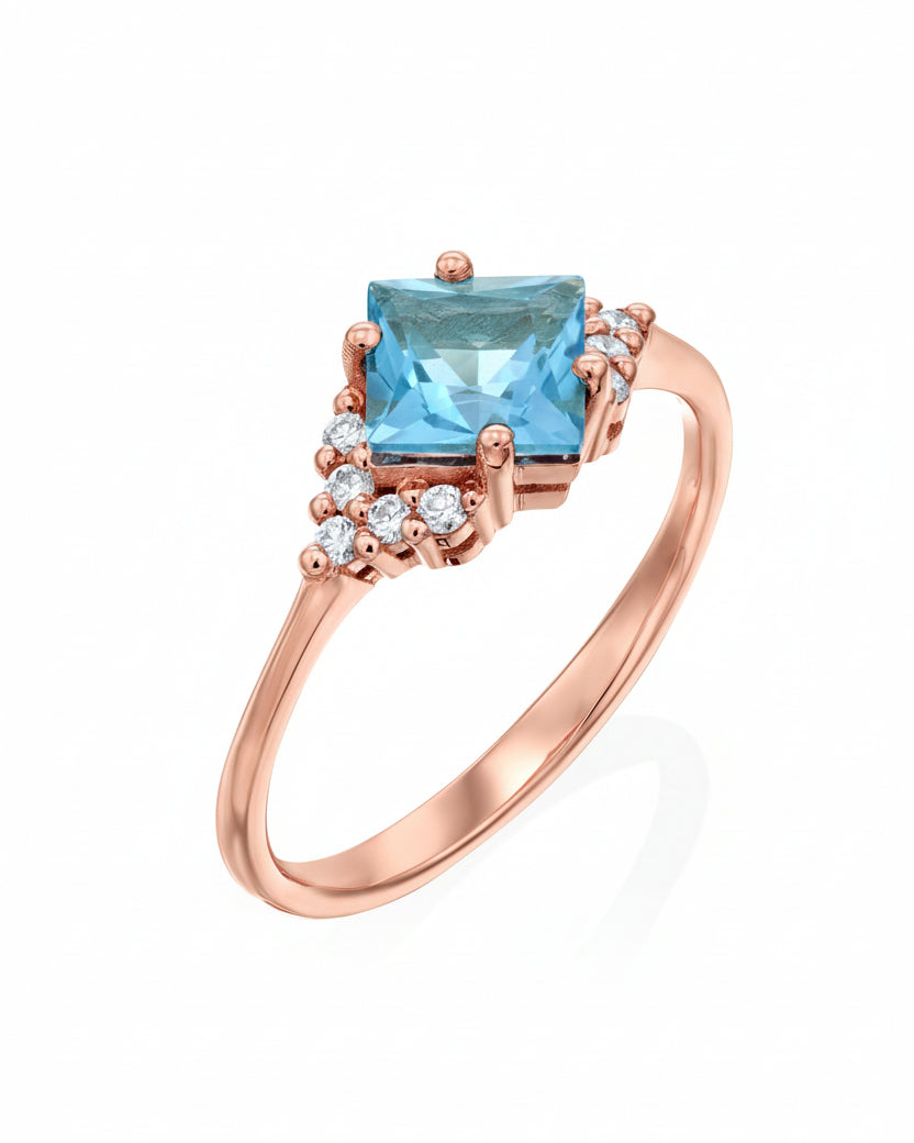 טבעת ג׳ולייט בלו טופז סוויוס