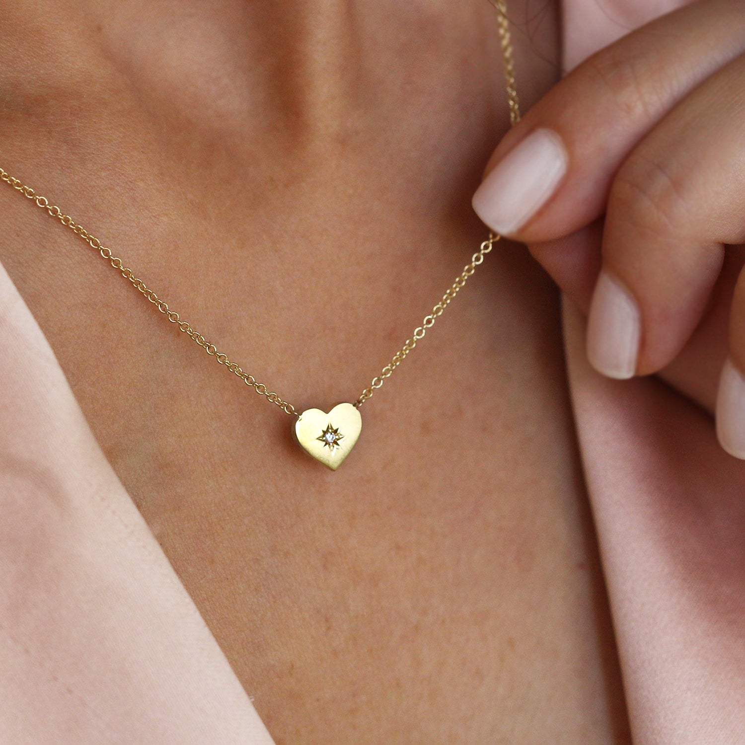 שרשרת לב עם יהלום