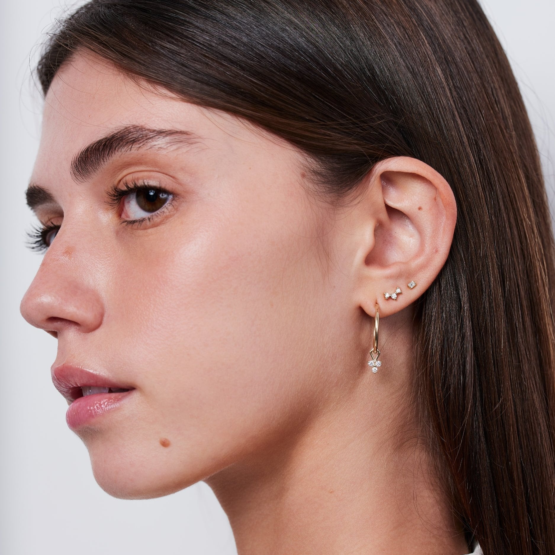 עגיל פרינסס יהלום לבן