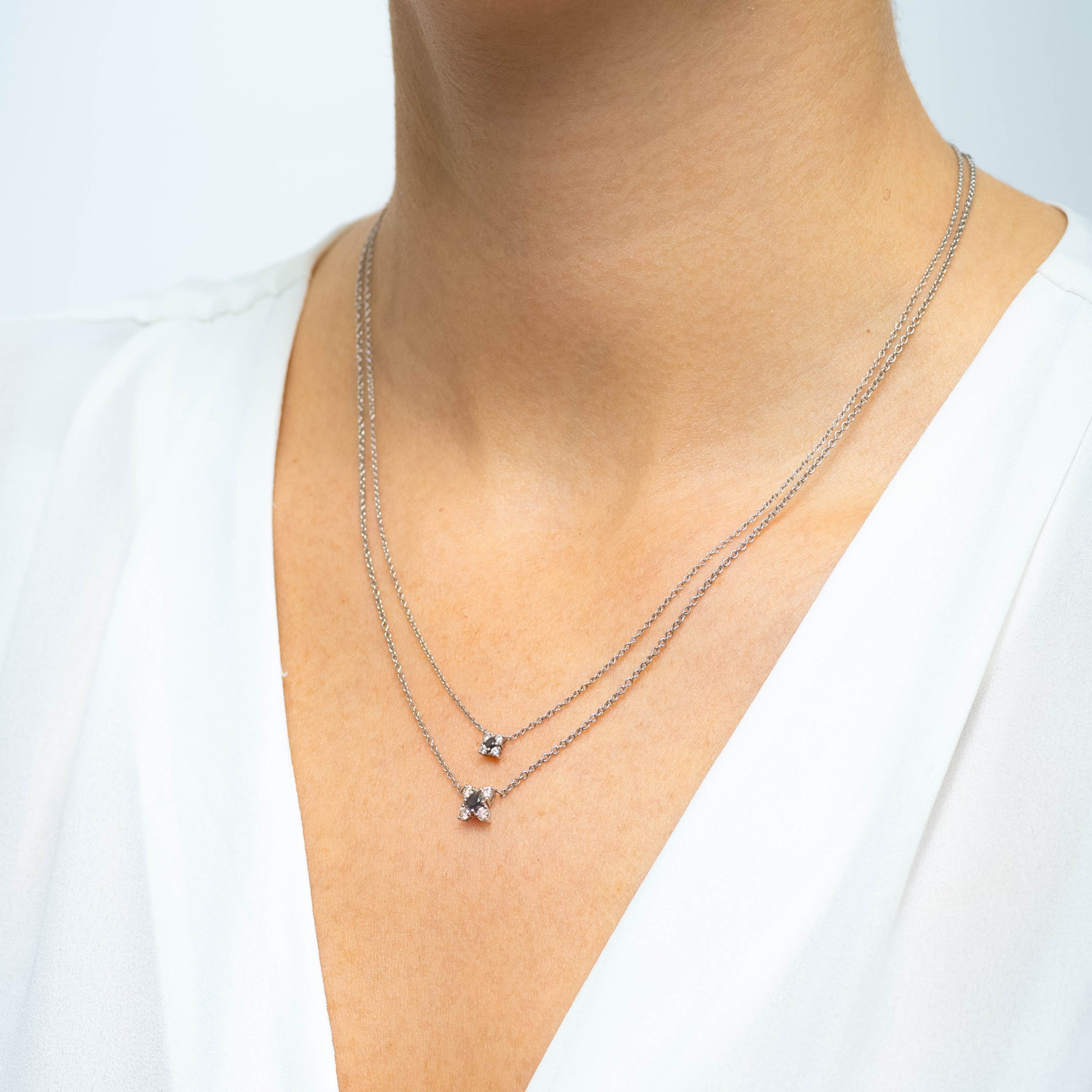 שרשרת מיני ולנטינה יהלומים שחור לבן