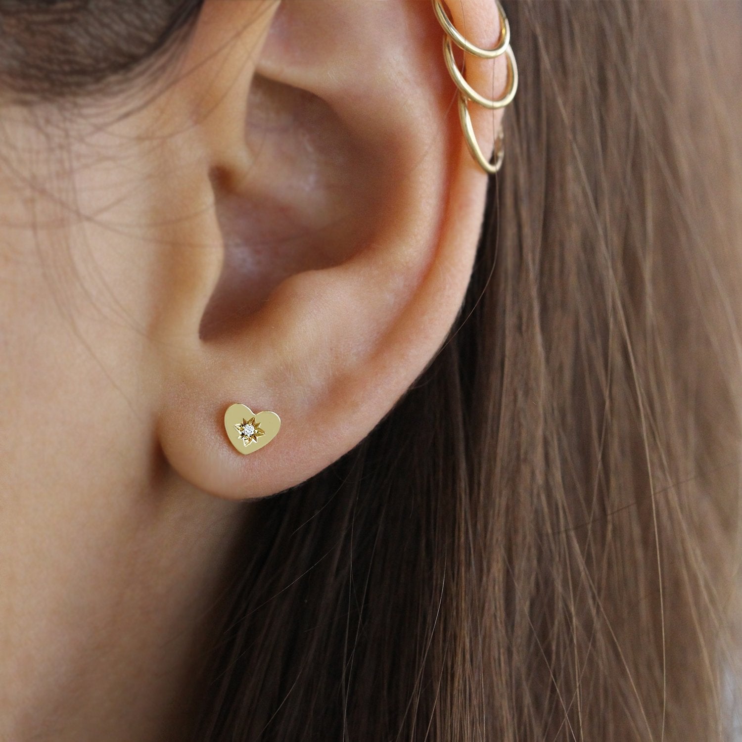 עגיל לב - סופיה עם יהלום