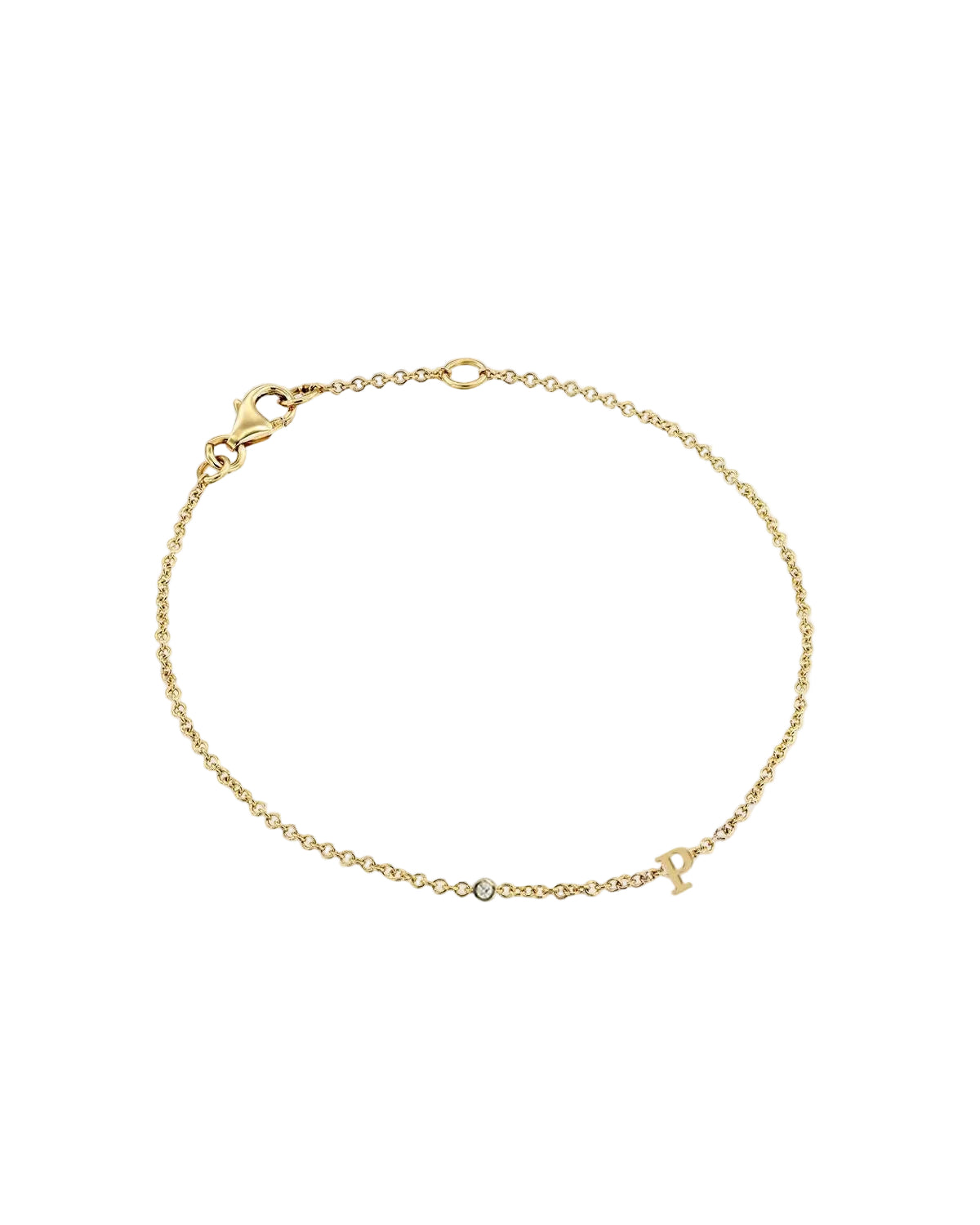 צמיד אות אנגלית עם יהלום