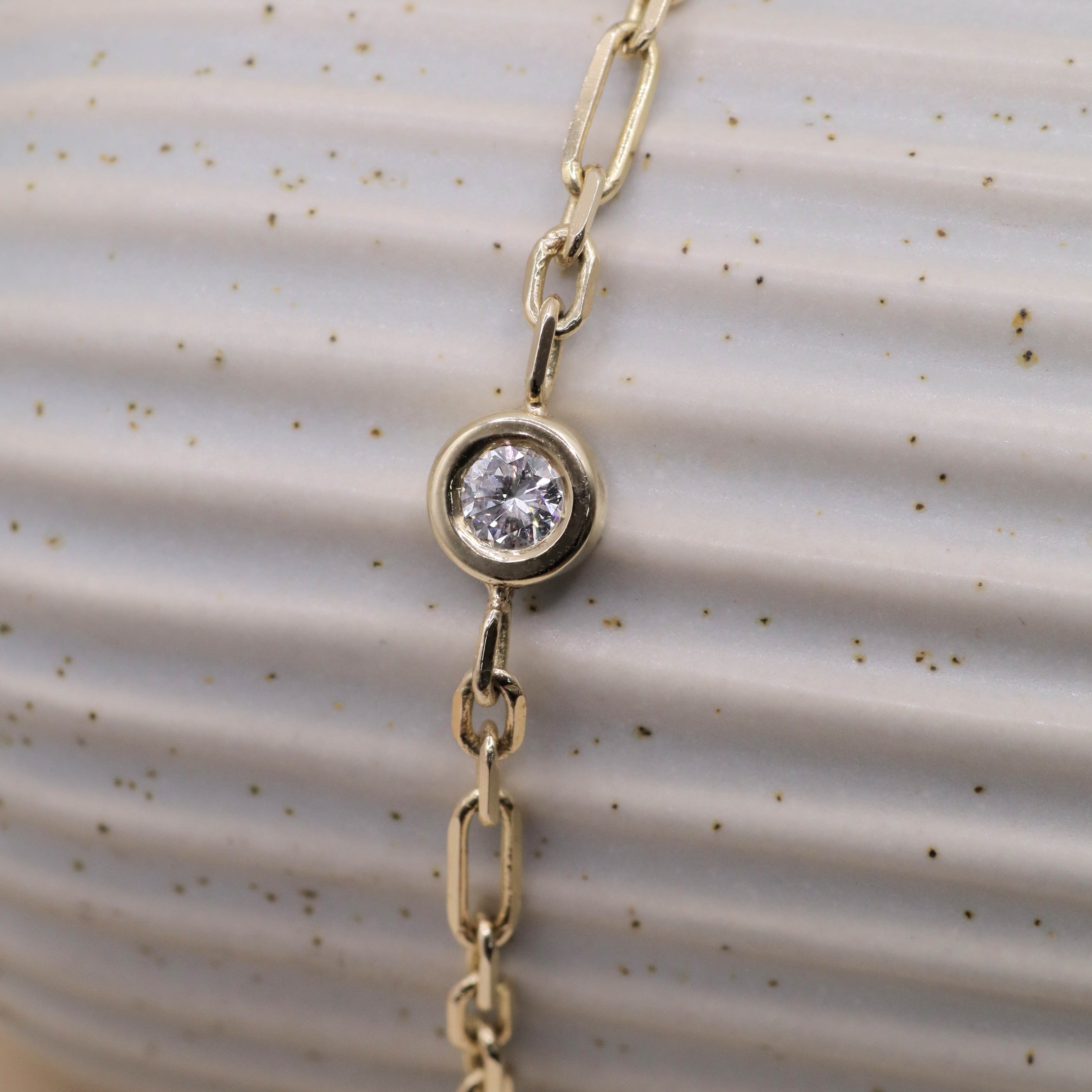 צמיד חוליות זהב טרס עם יהלום 4 מ"מ