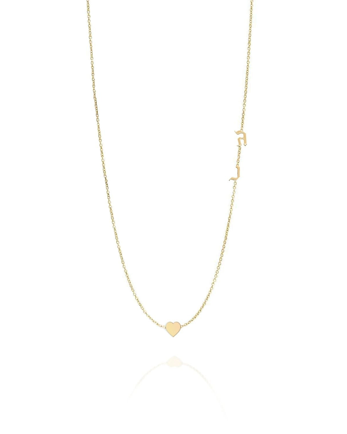 שרשרת תליוני אותיות עברית מרחפים עם לב