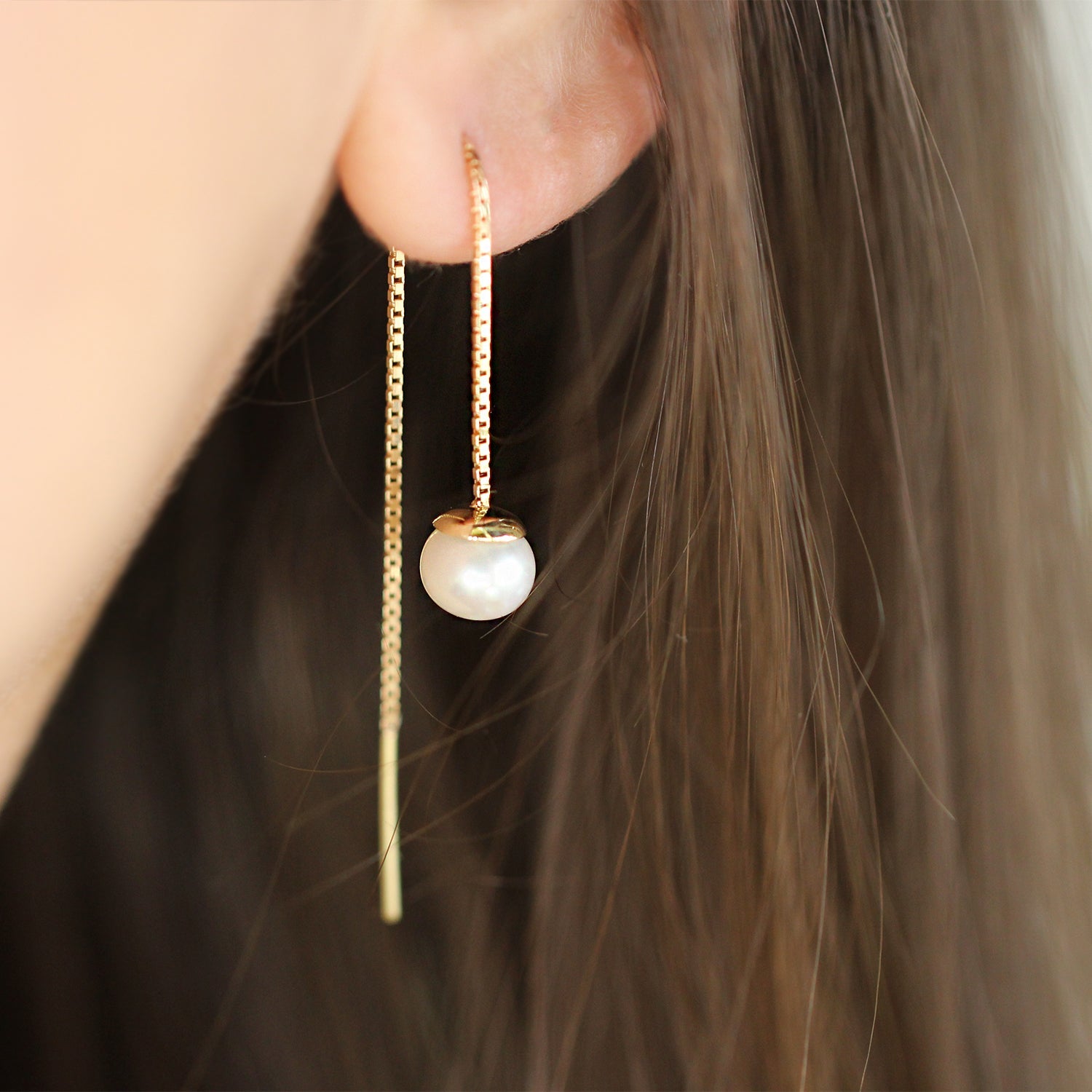 עגיל זהב בלה פנינה