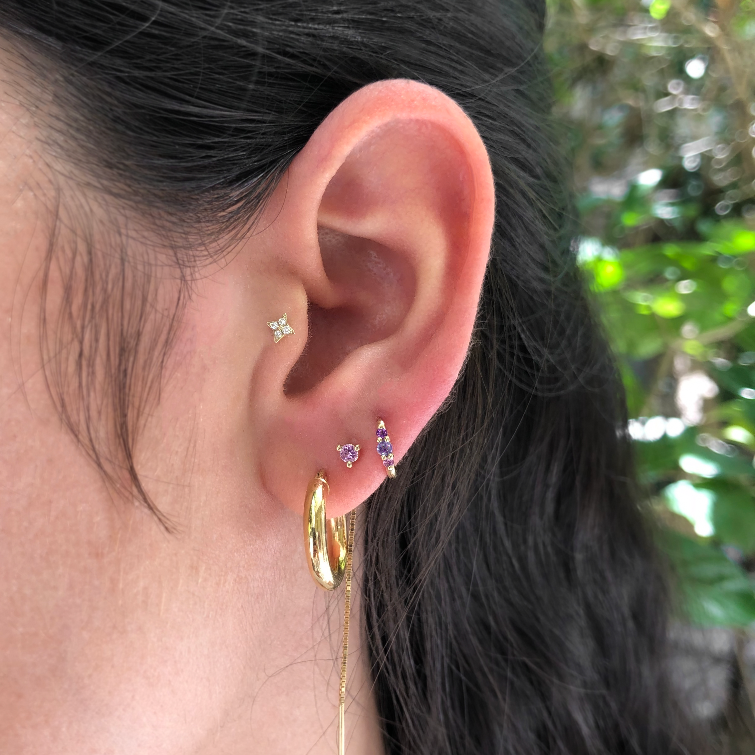 עגיל נוני ספיר ורוד