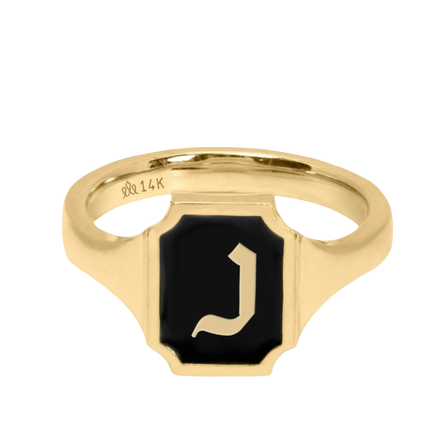טבעת תום - טבעת אות אמייל שחור