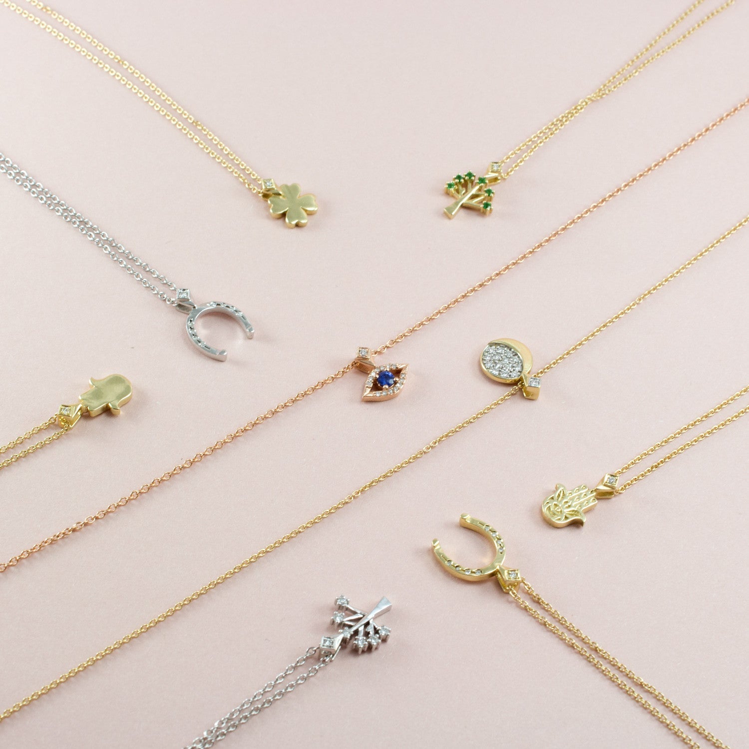 שרשרת עין הרע ספיר ויהלומים