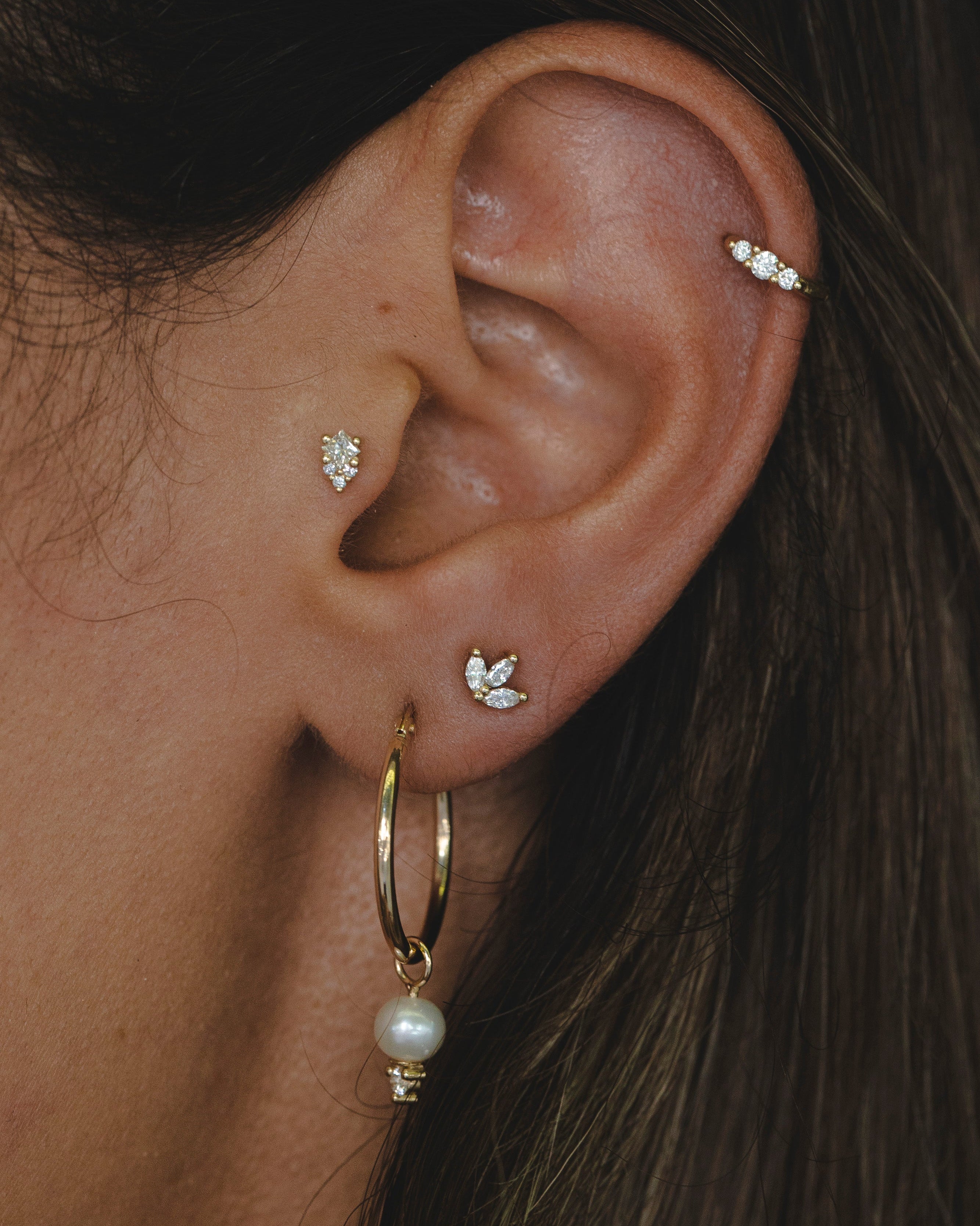 עגיל מיני פרנסואז יהלומים לבנים