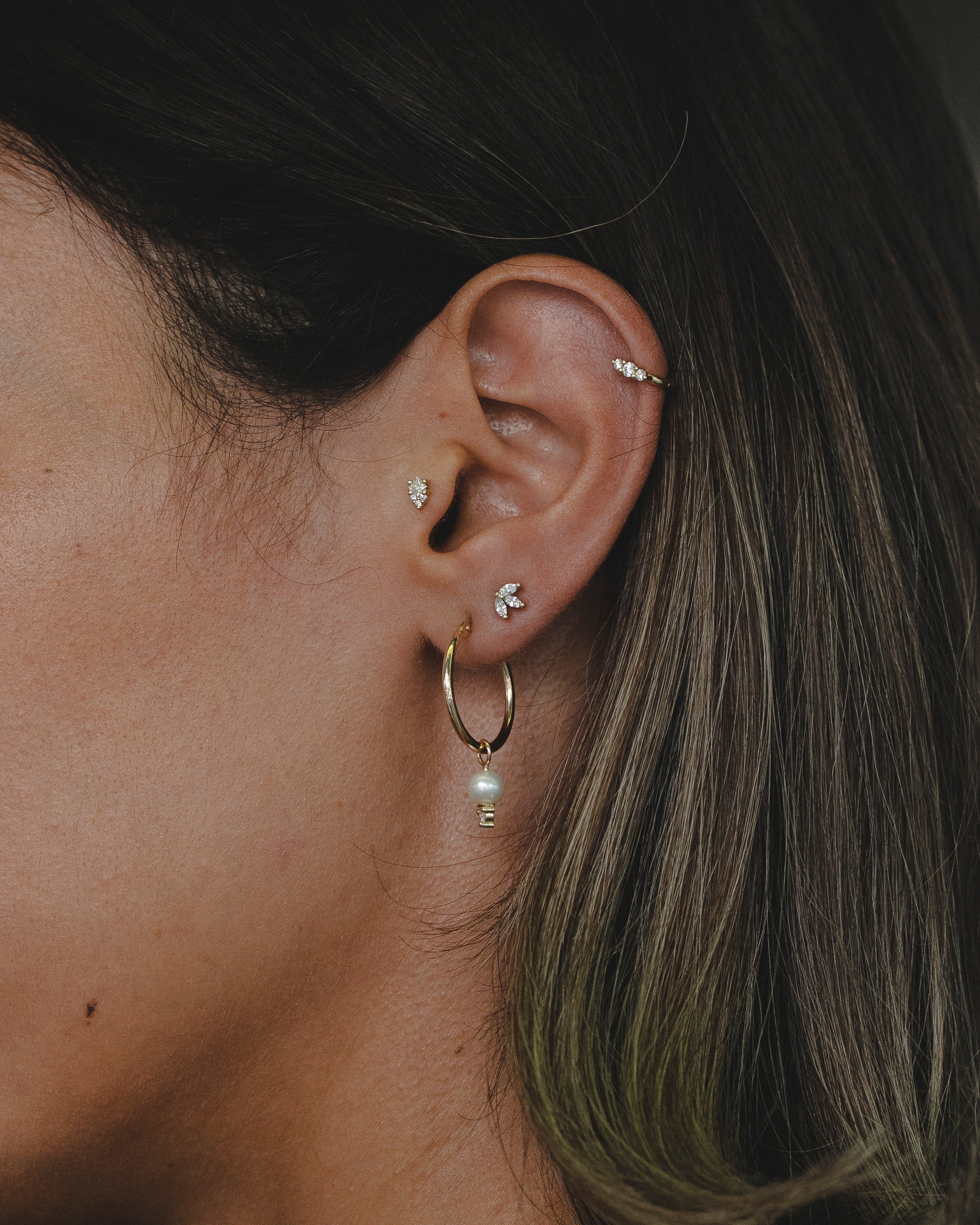 עגיל מיני פרנסואז יהלומים לבנים