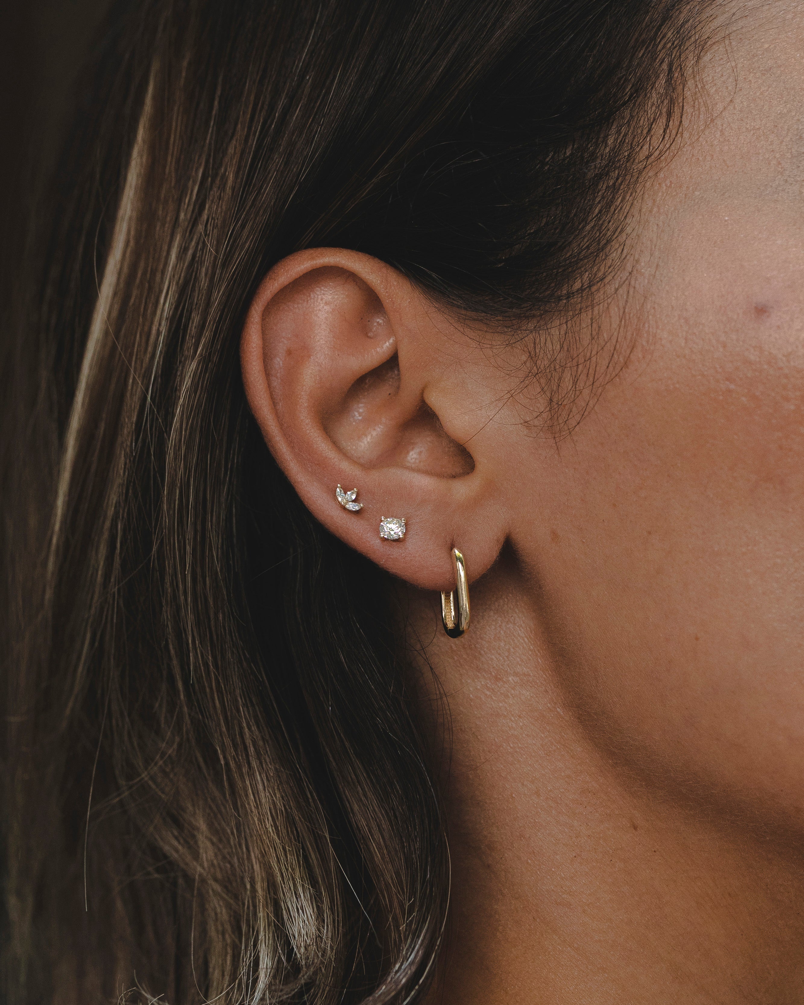 עגיל מיני פרנסואז יהלומים לבנים