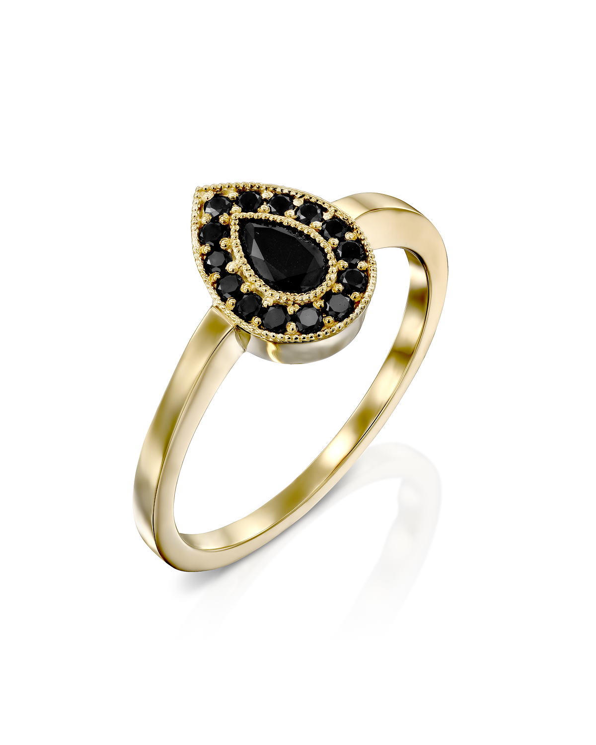טבעת לונה יהלומים שחורים