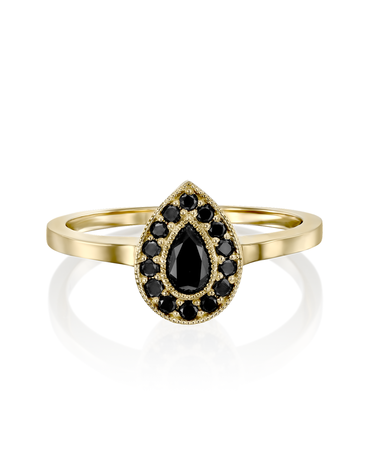 טבעת לונה יהלומים שחורים