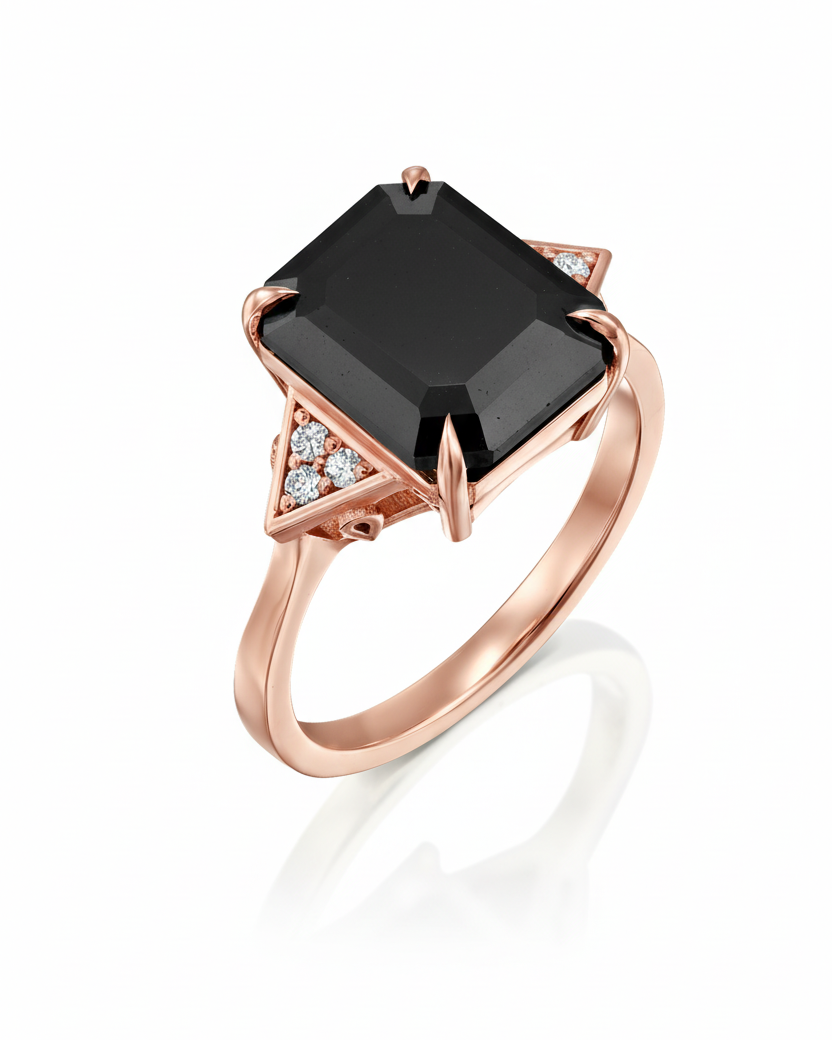 טבעת מייגן מוגדלת עם מוסונייט