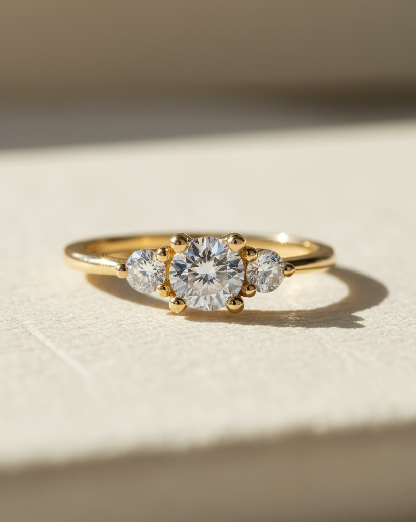 טבעת אודרי יהלומים לבנים 5 מ"מ