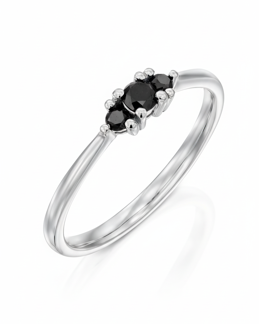 טבעת אודרי יהלומים שחורים 3 מ"מ