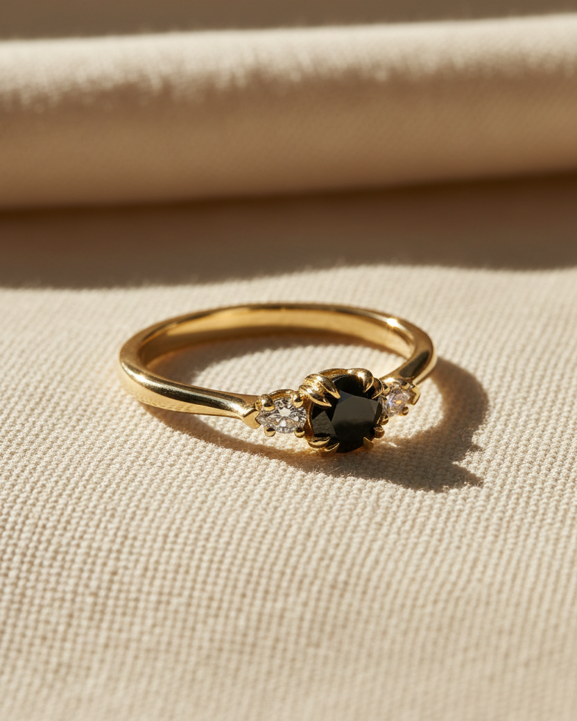 טבעת אמה יהלום שחור 4.5 מ"מ