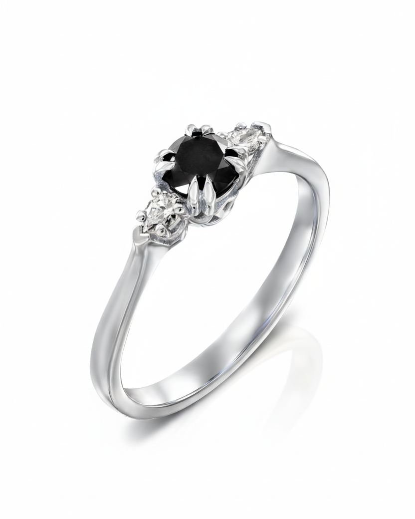 טבעת אמה יהלום שחור 4.5 מ"מ