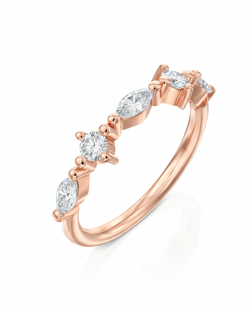 טבעת זהב ויהלומים ליר