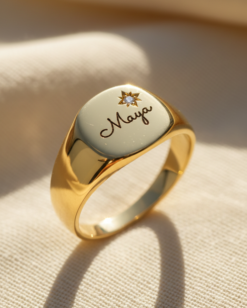 מריה עם חריטה ויהלום בשיבוץ כוכב maya