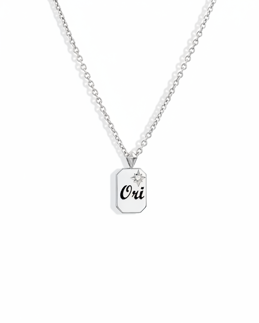 שרשרת דיסקית קטנה עם שיבוץ וחריטה