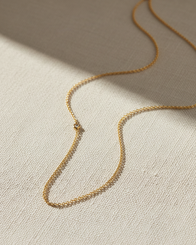 שרשרת זהב אלכסיס יהלום לבן